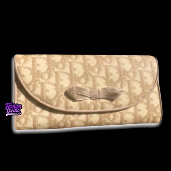Dior Handbags - Christian Dior John Galliano Vintage Beige Trotter Monogram Logo Leather Wallet